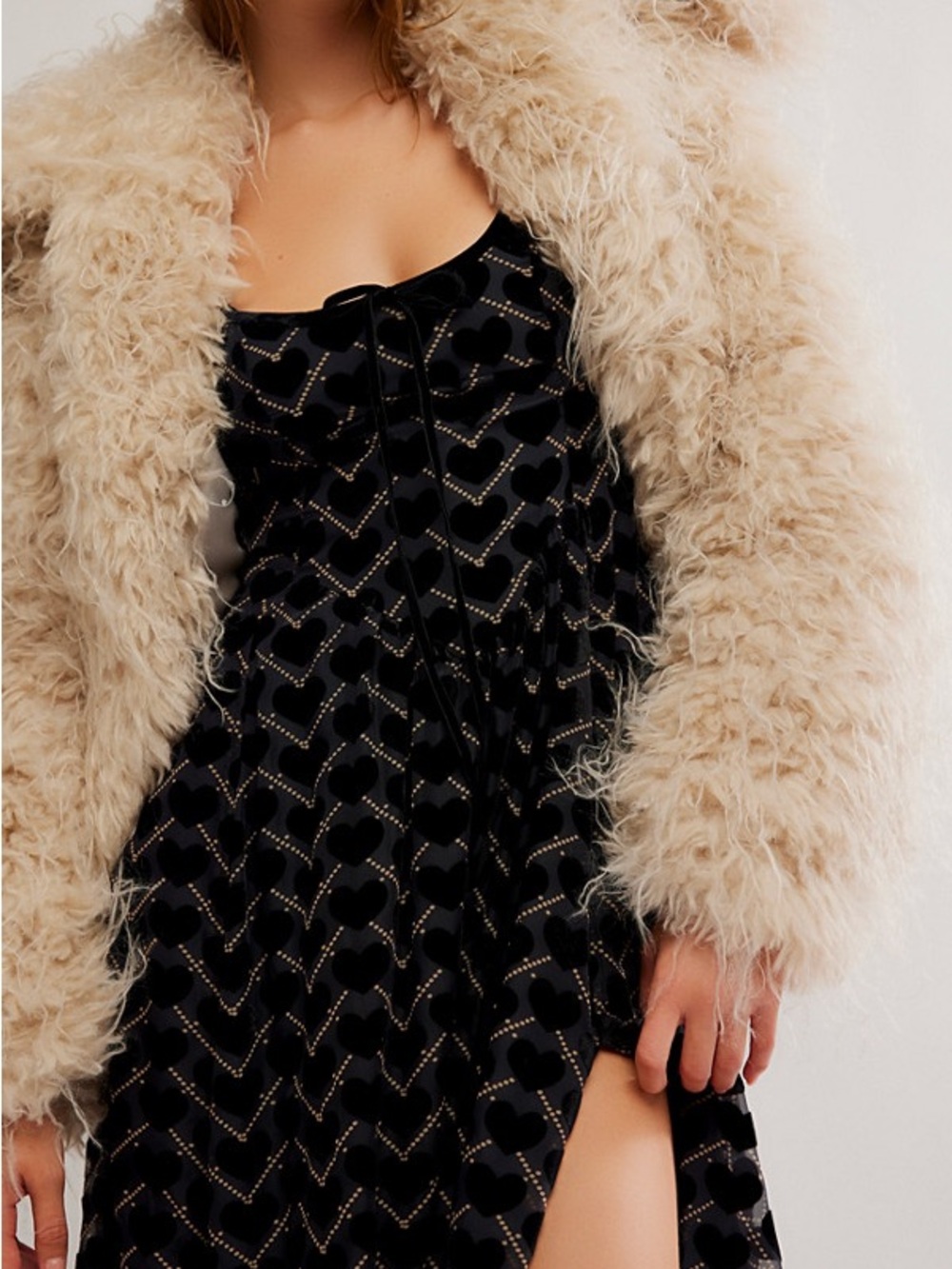 Free People Black Velvet Chevron Midi Dress - Picture 2 of 8